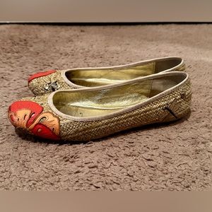 Coach - size 6.5 Raffia Flats with Embellishments